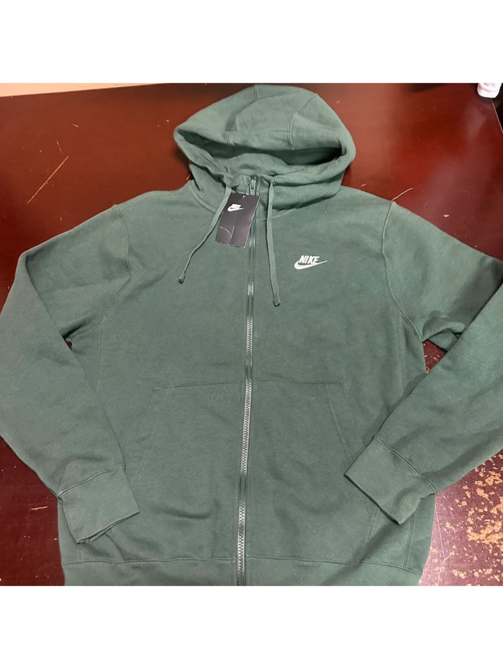 Nike Sportswear Club Fleece Full Zip Hoodie Green Mens Small BV2645-326